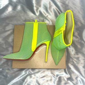 Christian Louboutin Gipsy Neon Lace Booties 100mm Az 42